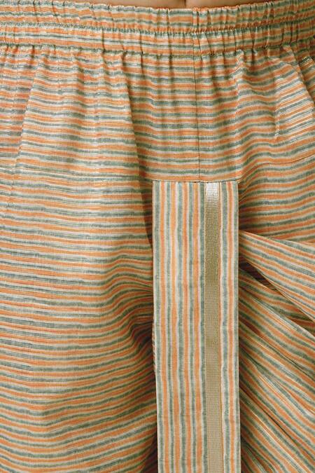 Buy Lil Drama Beige Polyester Embroidery Floral Print Kurta And Striped Dhoti Pant Set Buy_Lil Drama_Beige Polyester Embroidery Floral Print Kurta And Striped Dhoti Pant Set