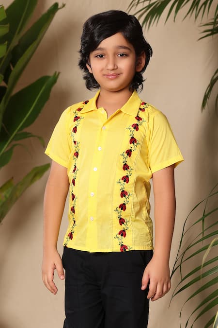 Littlecheer Lady Bug Thread Embroidered Shirt With Pant 