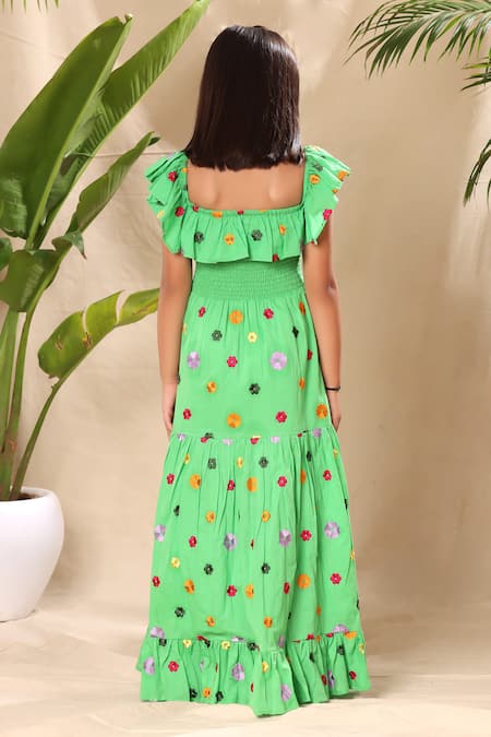 Littlecheer Flower Embroidered Maxi Dress 