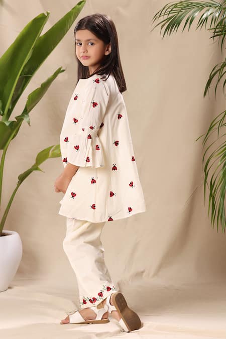 Littlecheer Ladybug Embroidered Kurta & Pant Set 