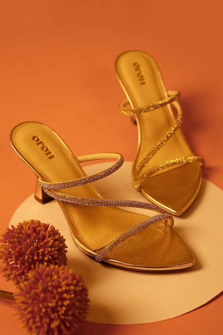 Gold Stone-embellished leather sandals | Gianvito Rossi | MATCHES UK