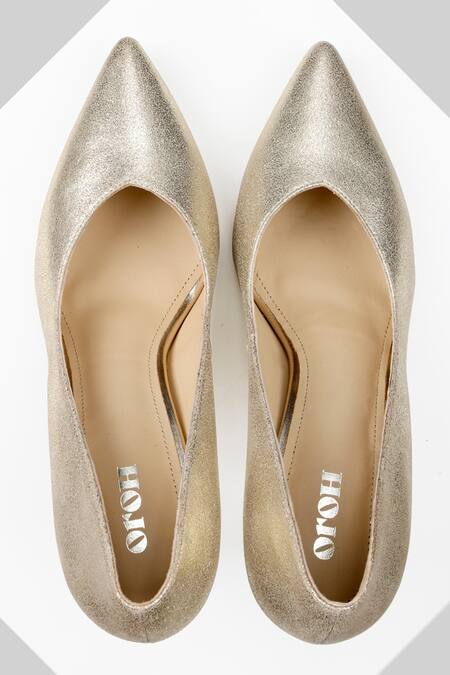 Shop_Oroh_Gold Carnelian Metallic Pumps_at_Aza_Fashions