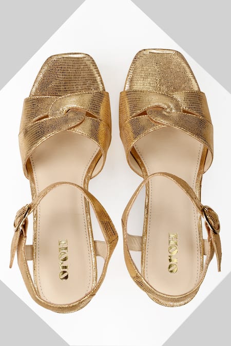 Oroh Zircon Metallic Embossed Sandals 