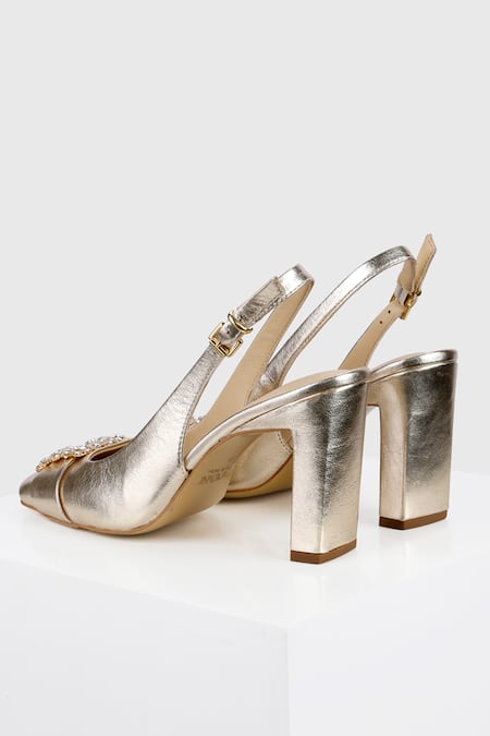 Oroh_Gold Stones Sugilite Embellished Sandal _at_Aza_Fashions