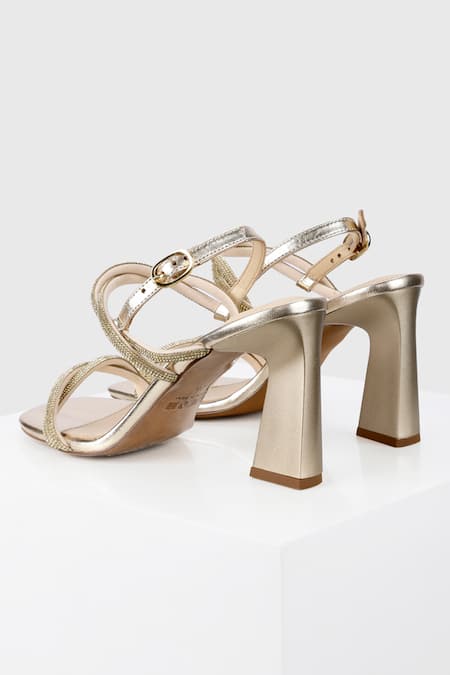 Buy_Oroh_Gold Stones Spinel Strap Studded Sandal _Online_at_Aza_Fashions