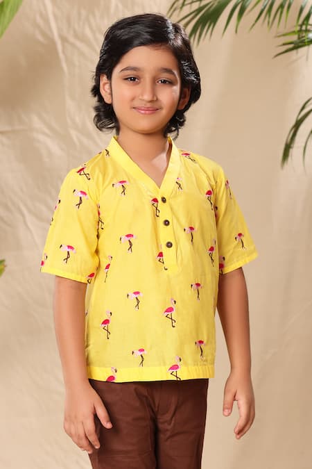 Littlecheer Flamingo Thread Work Shirt 