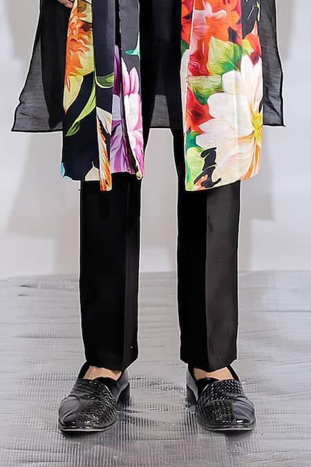 Jubinav Chadha Black Cotton, Silk Embroidery Kurta Pyjama Set at Aza Fashions Jubinav Chadha_Black Cotton, Silk Embroidery Kurta Pyjama Set _at_Aza_Fashions