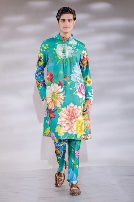 Jubinav Chadha Printed Kurta Pyjama Set 