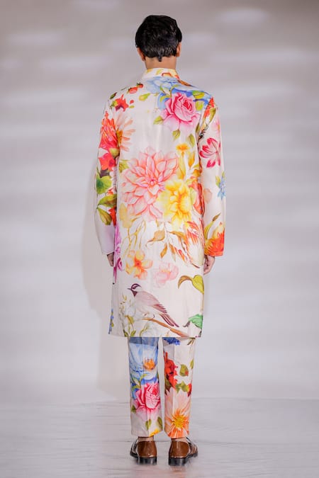 Shop_Jubinav Chadha_Pink Cotton, Silk Embroidery Printed Kurta Pyjama Set _at_Aza_Fashions