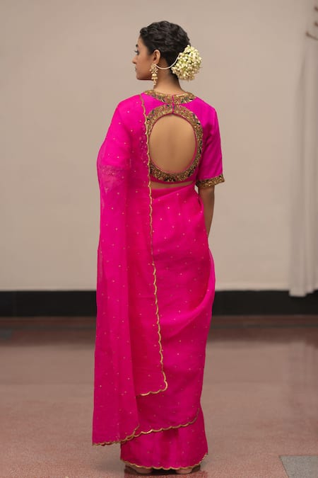 Mimamsaa Parvati Embroidered Saree With Unstitched Blouse Piece 