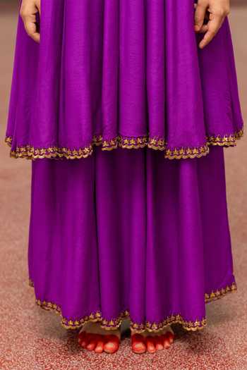Shop_Mimamsaa_Purple Maheshwari, Organza, Muslin Embroidery Geeta Munga Silk Anarkali Pant Set _Online_at_Aza_Fashions