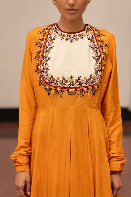 Shop Mimamsaa Yellow Maheshwari, Organza, Muslin Embroidery Himavati Bodice Anarkali Pant Set Online at Aza Fashions Shop_Mimamsaa_Yellow Maheshwari, Organza, Muslin Embroidery Himavati Bodice Anarkali Pant Set _Online_at_Aza_Fashions