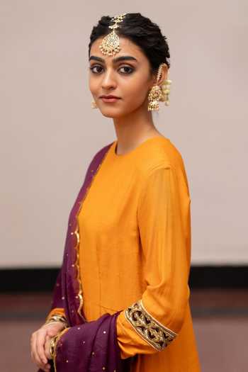 Buy_Mimamsaa_Yellow Muslin, Silk, Organza Kaveri Placement Embroidered Kurta Sharara Set _Online_at_Aza_Fashions