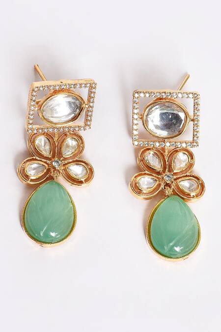 Samyukta Singhania_Green Beads, Stones And Embellished Choker Necklace Set_at_Aza_Fashions