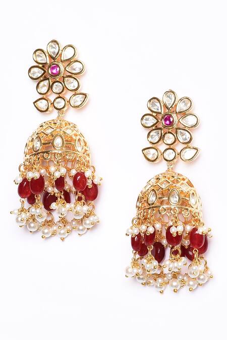 Samyukta Singhania_Maroon Beads, Stones Embellished Choker Necklace Set_at_Aza_Fashions