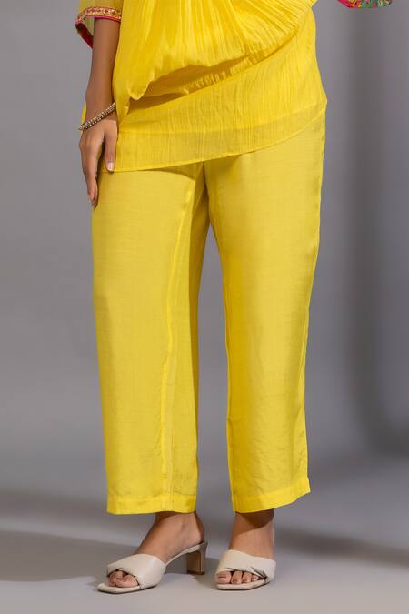 Pants And Pajamas Yellow Cotton, Silk, Chanderi Zari, Embroidery Zardozi Anarkali And Pant Set at Aza Fashions Pants And Pajamas_Yellow Cotton, Silk, Chanderi Zari, Embroidery Zardozi Anarkali And Pant Set _at_Aza_Fashions