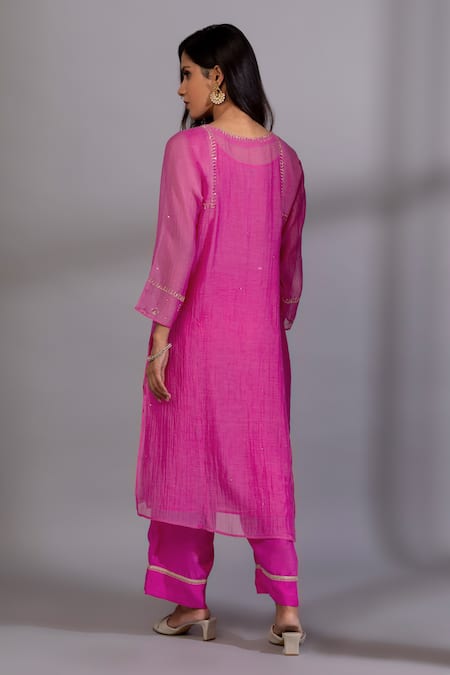 Pants And Pajamas Zardozi Embroidered Kurta Pant Set 