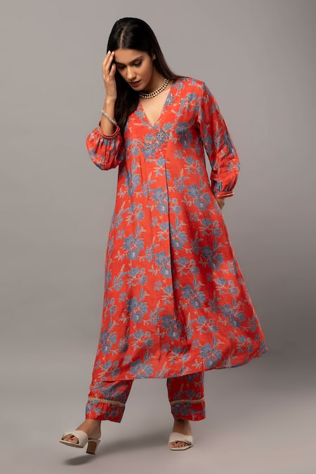 Pants and Pajamas Floral Pattern Kurta 