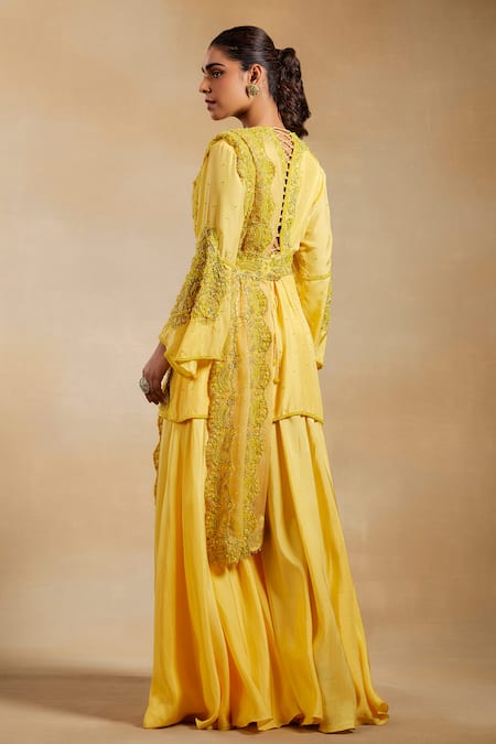 House of Exotique Hand Embellished Kurta Sharara Set 