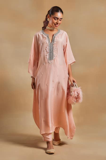 The House of Exotique Embellished Placket Kurta With Pant 