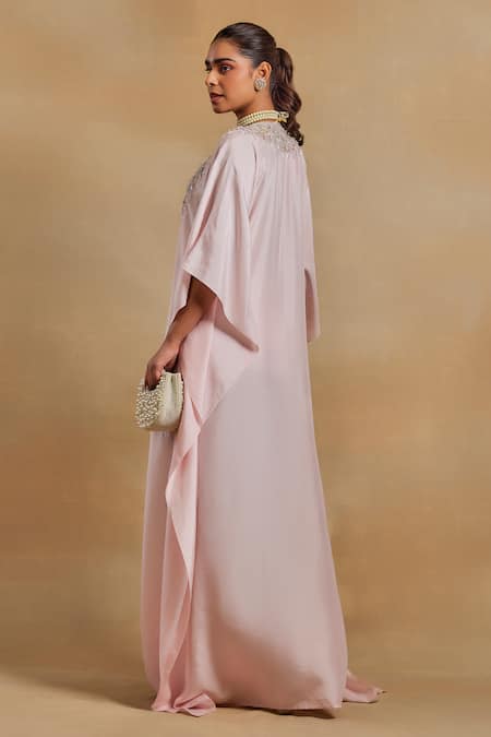 House of Exotique Crystal Embellished Yoke Kaftan 