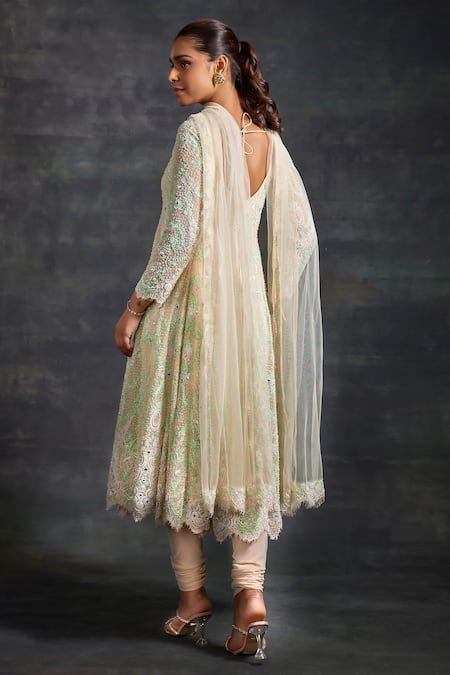 House of Exotique Floral Crystal Embellished Anarkali Churidar Set 