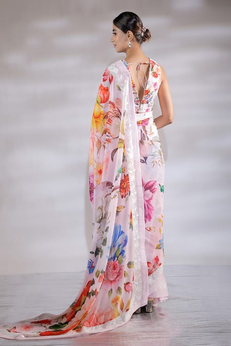 Jubinav Chadha Garden Print Saree Set 