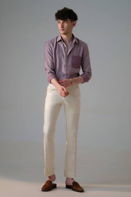 Amrit Dawani_Purple Cotton Gradient Tone Shirt _Online_at_Aza_Fashions