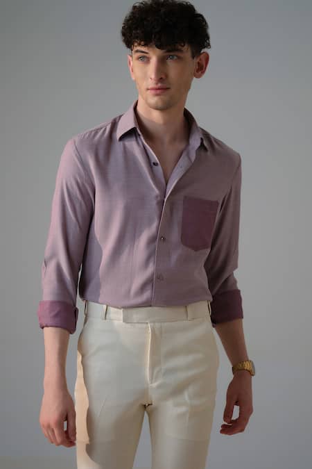 Buy_Amrit Dawani_Purple Cotton Gradient Tone Shirt _Online_at_Aza_Fashions