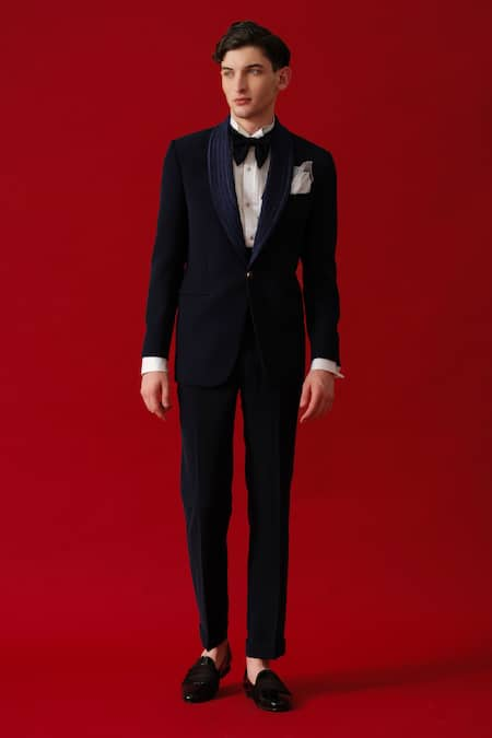 Amrit Dawani Hand Embroidered Shawl Lapel Collar Tuxedo Set 