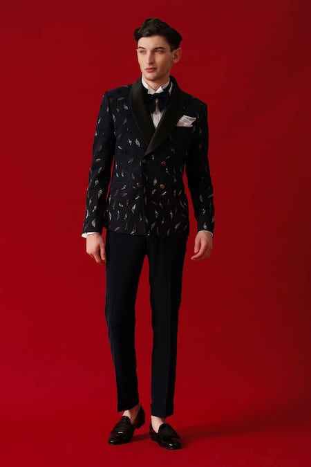 Amrit Dawani Metallic Swirl Embellished Tuxedo Set 