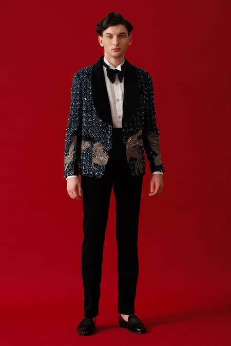 Amrit Dawani Stone Encrusted Tuxedo Set 