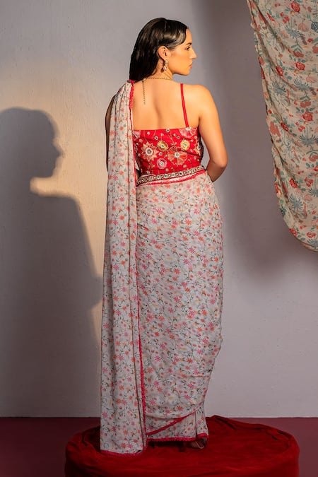 Redpine Designs Jaal Print Saree With Blouse 