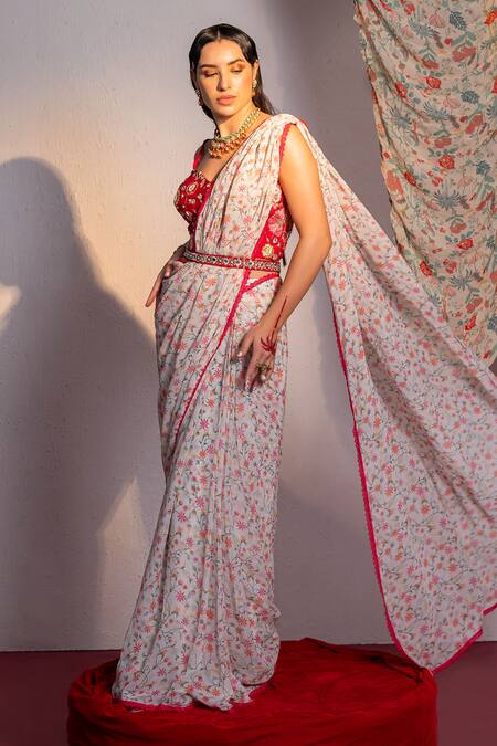 Buy Redpine Designs Ivory Viscose, Georgette, Silk Embroidery, Sequins Jaal Print Saree With Blouse Online at Aza Fashions Buy_Redpine Designs_Ivory Viscose, Georgette, Silk Embroidery, Sequins Jaal Print Saree With Blouse _Online_at_Aza_Fashions