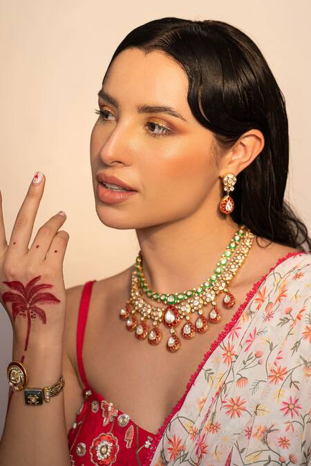 Redpine Designs Ivory Viscose, Georgette, Silk Embroidery, Sequins Jaal Print Saree With Blouse at Aza Fashions Redpine Designs_Ivory Viscose, Georgette, Silk Embroidery, Sequins Jaal Print Saree With Blouse _at_Aza_Fashions