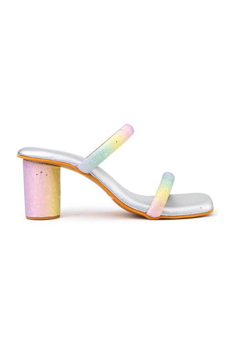Tic Tac Toe Footwear_Multi Color Embellished Unicorn Strap Block Heels_Online_at_Aza_Fashions
