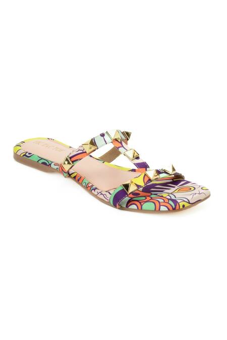 Buy_Tic Tac Toe Footwear_Multi Color Printed Abstract Flats_Online_at_Aza_Fashions