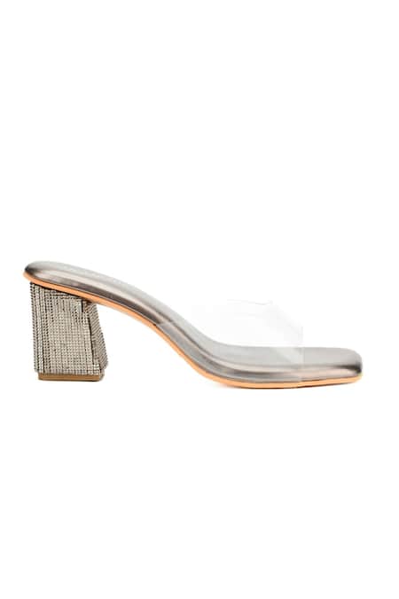 Pointed Toe Single Shoes With High Heels, Metal Diamond Studded Heels In  Champagne Color, Elegant And Comfortable For Casual Occasions And Catwalks  | SHEIN EUQS