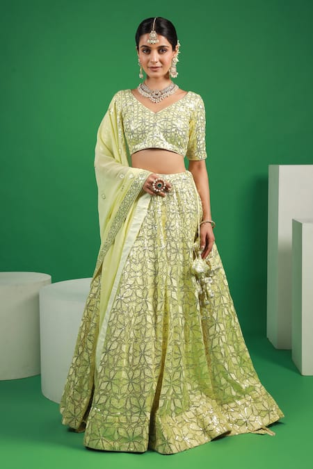 Kohsh Floral Sequin Embroidered Lehenga Set 