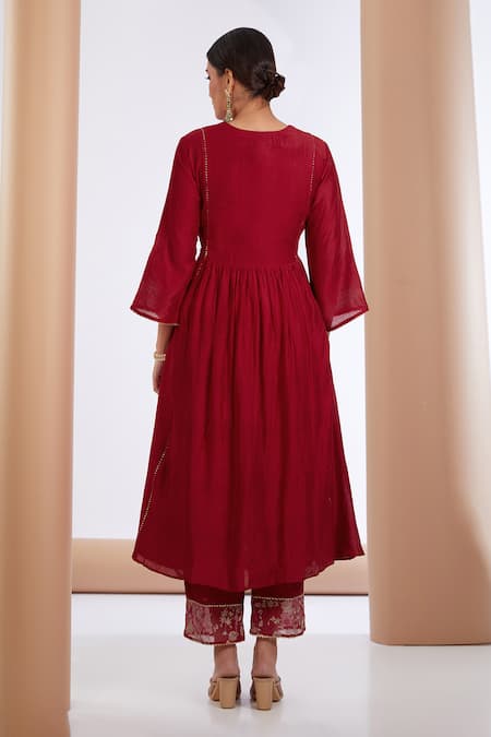 Neha Khullar Floral Zari Embroidered Anarkali Pant Set 