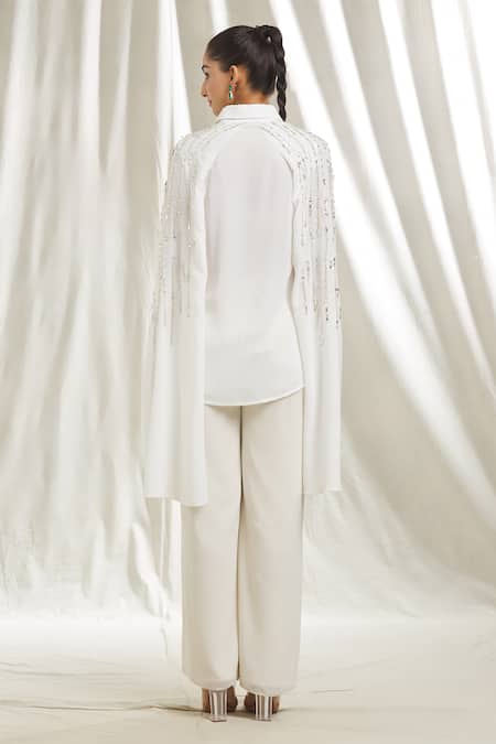 Shivani Awasty Embroidered Cape Sleeve Shirt 