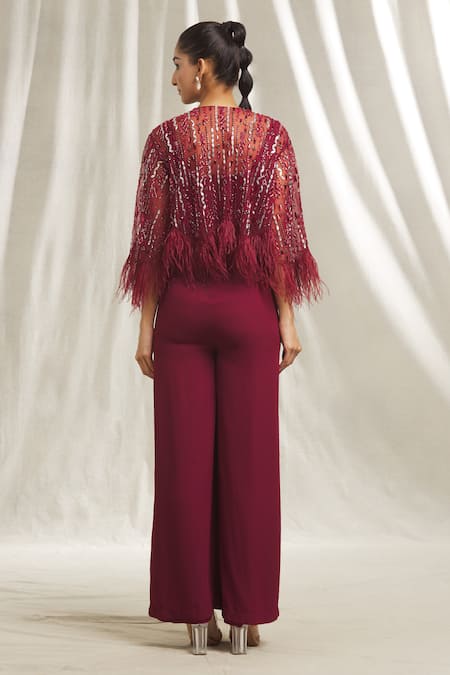 Shivani Awasty Sequin Embroidered Cape & Jumpsuit Set 