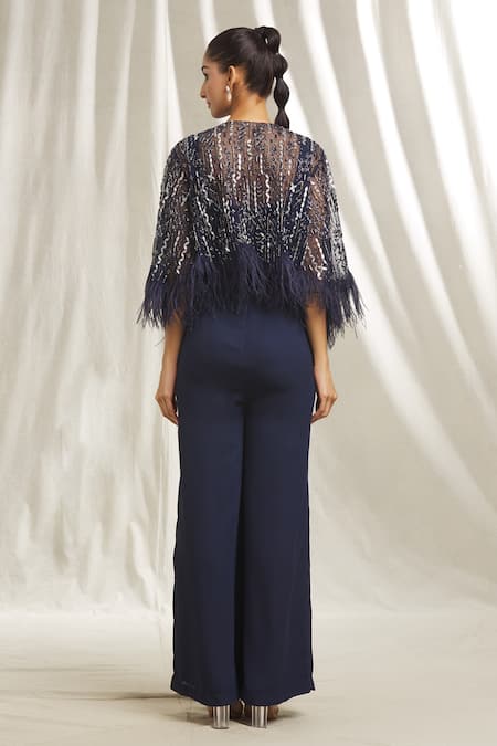 Shivani Awasty Sequin Embroidered Cape & Jumpsuit Set 