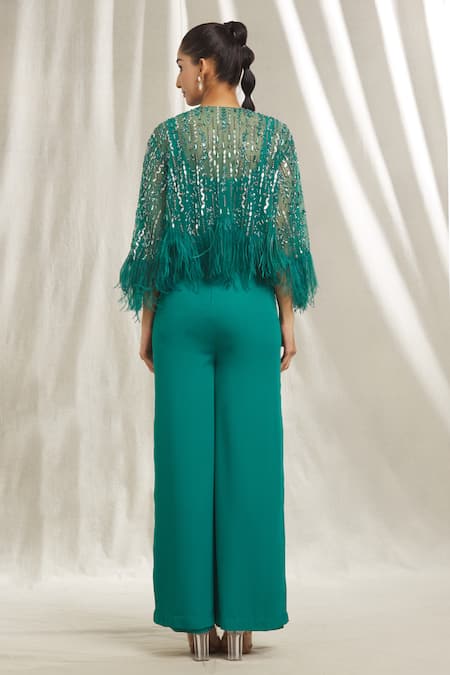 Shivani Awasty Bead Embroidered Cape & Jumpsuit Set 
