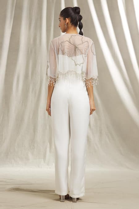 Shivani Awasty Sleeveless Jumpsuit With Embroidered Cape 