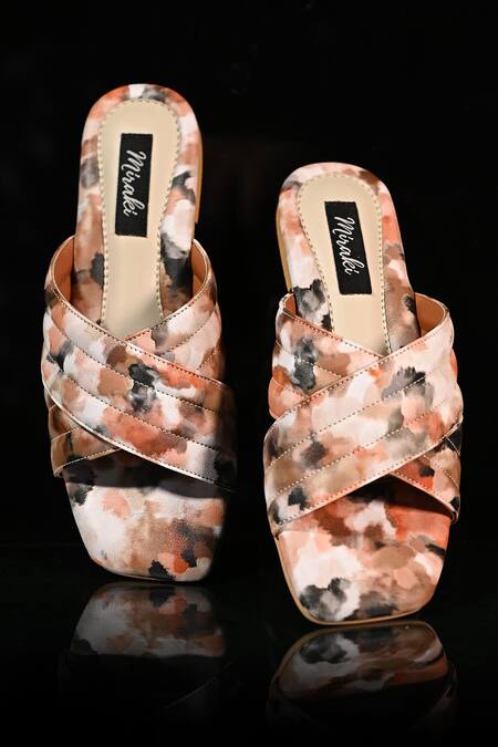 Buy_Miraki_Brown Abstract Print And Quilted Flats 