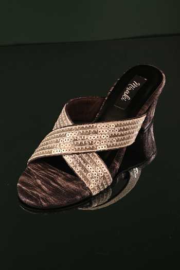 Miraki Sequin & Thread Embellished Strap Heels 