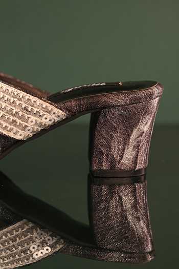 Buy_Miraki_Black Sequins, Embroidery And Thread Embellished Strap Heels _Online_at_Aza_Fashions