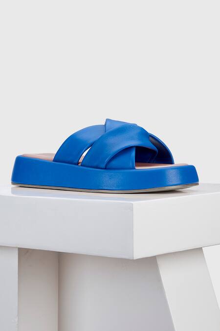 Oroh_Blue Teruel Cross Strap Flats_Online_at_Aza_Fashions