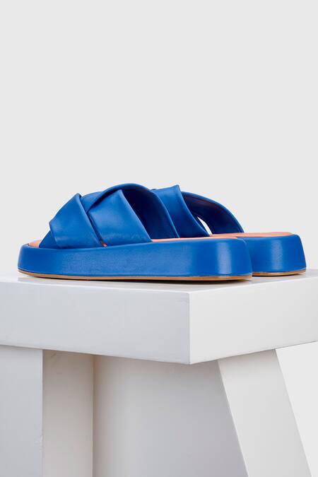 Oroh_Blue Teruel Cross Strap Flats_at_Aza_Fashions